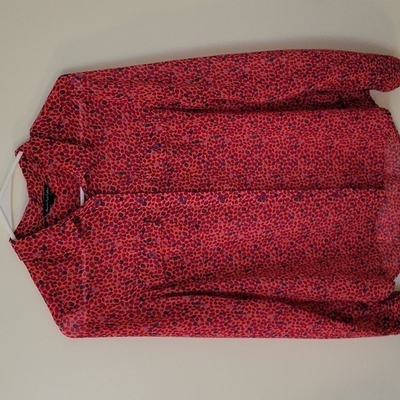 𝅺AMERICAN EAGLE Pink Confetti Sheer Long Sleeve Button Down Blouse - Picture 3 of 6